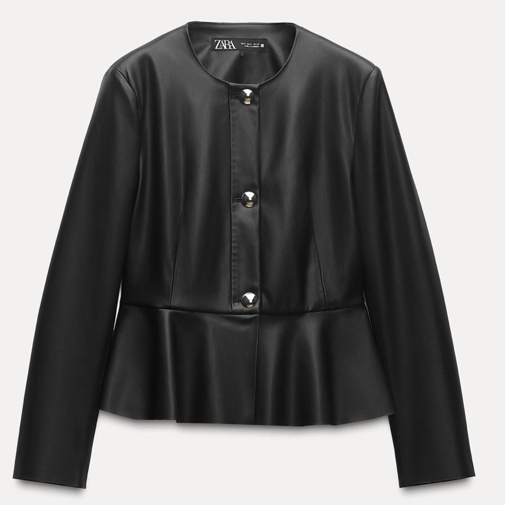Zara Faux Leather Peplum Jacket